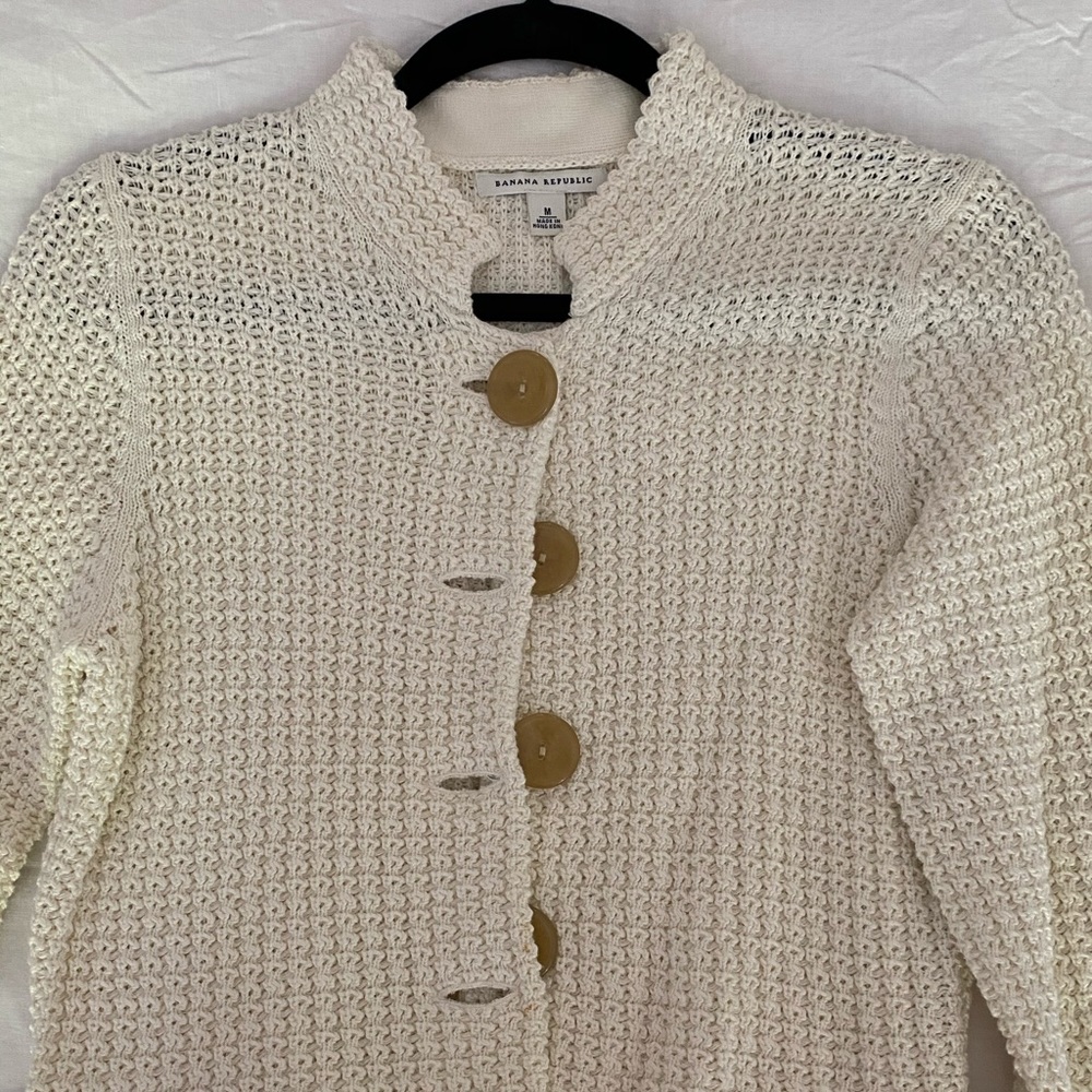 Banana Republic White Button Up Cardigan
